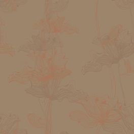 Обои "Aura" арт.Am 8 012/1 из коллекции Ambient, Milassa, с растительным узором в восточном стиле на оливков-сером фоне для гостиной